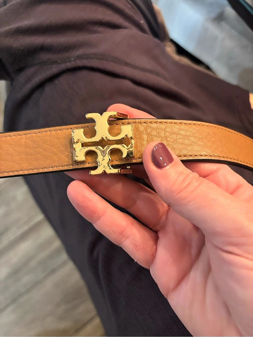 Tory Burch Reversible Logo Belt in Black & Brown